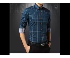 2023 Men's plaid long sleeve shirt Youth trend loose casual lapel shirt wholesale
