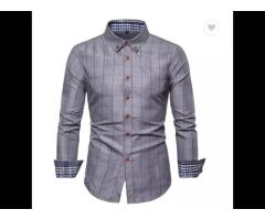 2023 Men's plaid long sleeve shirt Youth trend loose casual lapel shirt wholesale - Image 2