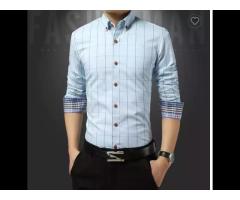 2023 Men's plaid long sleeve shirt Youth trend loose casual lapel shirt wholesale - Image 3