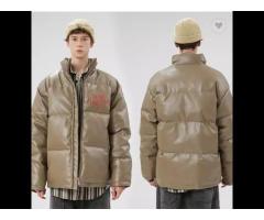 Winter Printing Plus Size Men's Coats Fashion PU Leather Men's Down Coat Loose Cotton