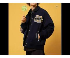 Wholesale high quality embroidery letterman bomber jacket buttons woolen custom