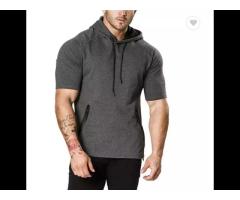 Wholesale Sports Men's Short Sleeve Oversized Blank Hoodies Sweatshirts Custom Logo - Image 3