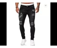 Baggy Pantalones Regular Shredded Slim Washed Custom Ripped Plus Size Pants & Jeans