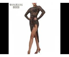 TONGYANG leopard latin dance dress women tango dress salsa rumba modern dance costumes