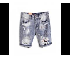 Men's Summer Denim Shorts Vintage Ripped Printed Casual Plus Size Blue Short Jeans
