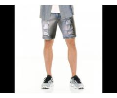 Vintage Ripped Short Jeans Men's Summer Loose Hole Nostalgic Retro High Street Pants Jeans
