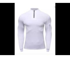 Men Workout Clothes Fitness High Collar Long Sleeve Tshirts Elastic Compression - Image 1