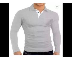 XIANGHUI Can custom logo Men's Short&Long Sleeve Polo Shirts Casual Slim Fit Solid Soft Cotton - Image 2