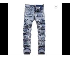 new design Men's Jeans Roll Plush lines Men's denim pans slim jean for men add logo