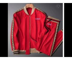 Autumn men's zipper jacket jogging suit polyester stitching jogging suits custom - Image 1
