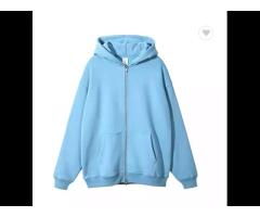 Custom brand design puff printing hoodie blank 360g polar fleece hoodies Two-way zipper full zip - Image 2