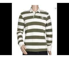 Custom 100% Cotton Spring Striped Three-color Long-sleeved Polo Shirt Retro Loose - Image 1