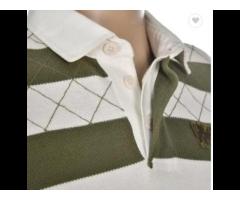 Custom 100% Cotton Spring Striped Three-color Long-sleeved Polo Shirt Retro Loose - Image 2