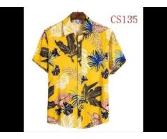 Summer Ethnic Printing  Stripe Breathable Loose Hawaiian Short Sleeve Plus Size Men's Shirts - Image 1