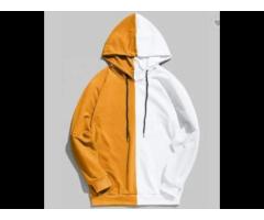 casual unisex streetwear half and half patchwork pullover two tone color block contrast hoodie - Image 1