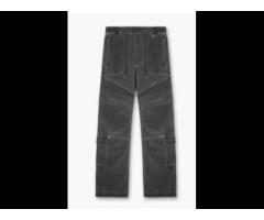 DiZNEW OEM Custom Men Button Cotton Elastic Ribbon Cargo Pants Overalls Cargo Trousers Jeans