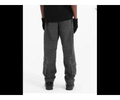 DiZNEW OEM Custom Men Button Cotton Elastic Ribbon Cargo Pants Overalls Cargo Trousers Jeans - Image 3