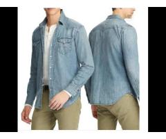 Diznew Bulk Wholesale Slim fit casual button mens jeans denim shirt