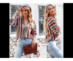 Autumn and winter 2022 striped new loose women's clothing sweater women's