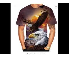 Handsome Falcon 3 D Digital Printing Round Collar Men's Casual Sport Loose T-shirt - Image 2