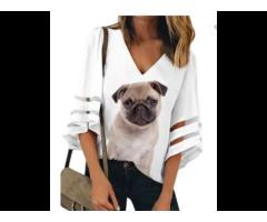 Customized Blouses Ladies Pet Dog Pug Schnauzer Poodle Print Women Blouses And Tops Lady - Image 2