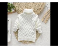 Boys Girl Kid Thick Knitted Bottoming Turtleneck Shirts Solid High Collar Pullover Sweater