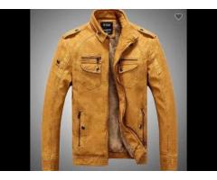 Motorcycle Leather Jackets Autumn Winter Jacket Thicken Fleece Lined Winter Coat For Men