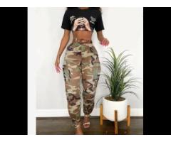 Autumn Fashion Women High Waist Camouflage Cargo Pants - Image 1