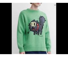 High Quality Crew Neck Cat Jacquard Knit Jumper Men Cotton Sweater - Image 2