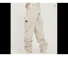 Customized Latest Design Pants Street Wear Wide Leg Plain Color Cargo Trousers - Image 3