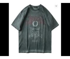 Streetwear Tshirt Evil Eye Print Tshirts Street Wear Harajuku Vintage Washed Tshirts - Image 2