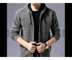 men's sweater coat autumn and winter warm cashmere wool zipper cardigan - Image 3