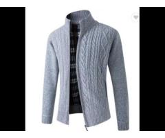 men's sweater coat autumn and winter warm cashmere wool zipper cardigan - Image 4