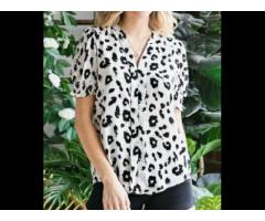 Cheap Summer Fashion Leopard Bubble Sleeve Lady Casual Elegant Blouses For Women - Image 1