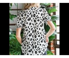 Cheap Summer Fashion Leopard Bubble Sleeve Lady Casual Elegant Blouses For Women - Image 2