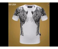 men's round neck T-shirt domineering personality high-quality hot drill skull men's T-shirt