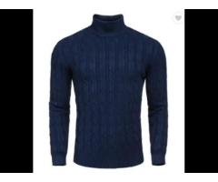 Men Clothing Pullover Ribbed Knitted Turtleneck Sweater men
