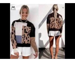 MXN SF1128 Leopard Print Turtleneck women's sweater,Pullover Knit Sweater - Image 2