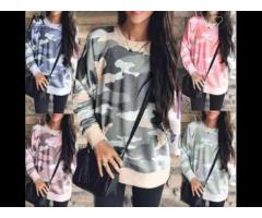 MXN 1031 Fashion camo print crewneck top,long-sleeved blouse hoodie for women - Image 2