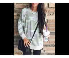 MXN 1031 Fashion camo print crewneck top,long-sleeved blouse hoodie for women - Image 3