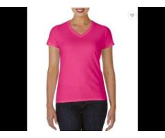2020 Wholesale white v-neck t shirt woman custom logo printed 100% cotton ladies t-shirt - Image 1