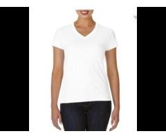 2020 Wholesale white v-neck t shirt woman custom logo printed 100% cotton ladies t-shirt - Image 3