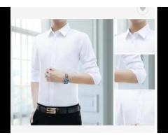 Fashion Business Spring Solid Slim Fit Shirts For Men Formal Office Full Sleeve - Image 2