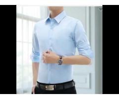 Fashion Business Spring Solid Slim Fit Shirts For Men Formal Office Full Sleeve - Image 3