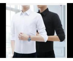 Fashion Business Spring Solid Slim Fit Shirts For Men Formal Office Full Sleeve - Image 4