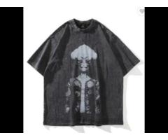 Fashion New Dark Street Print Old Wash Short Sleeve High Street Men Oversize-T Shirt - Image 1