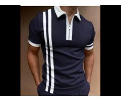Embroidered Soft Cotton Pattern Polo T Shirts Men Zipper Collar Fashion - Image 1