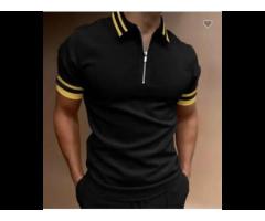 Embroidered Soft Cotton Pattern Polo T Shirts Men Zipper Collar Fashion - Image 4