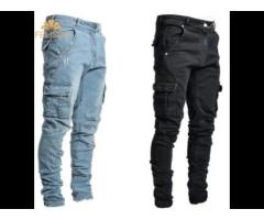 Plus Size Cotton Jeans Men Trousers Casual Multi Pocket Cargo Jeans Man Fashion - Image 3
