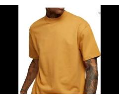 2023 Heavy Thick Collar Tee Blank Custom Mock Neck Boxy Fit Men's T Shirt